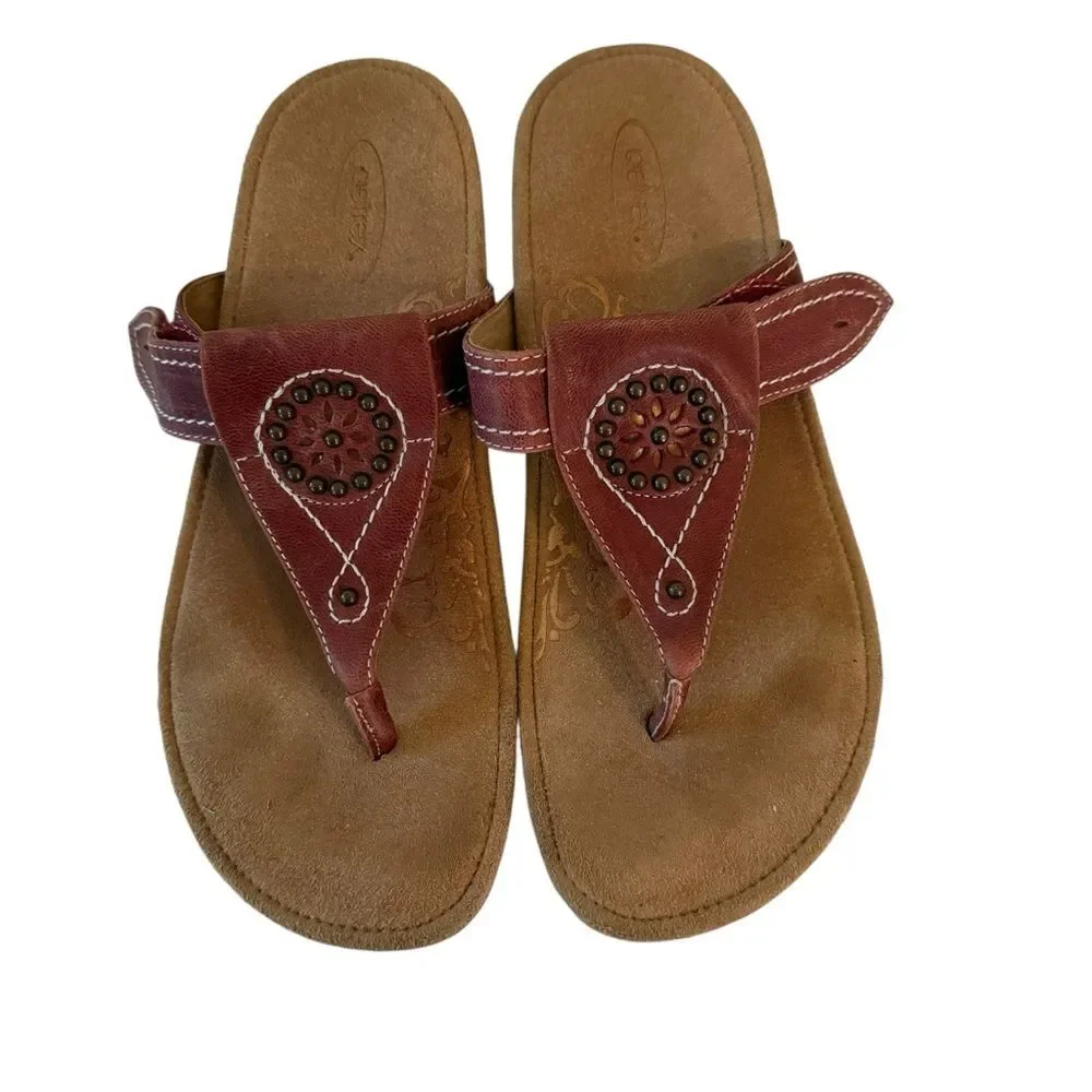Aetrex Orthapedic Adjustable Embellished Thong Flip Flop Sandals Comfort  Sz 38